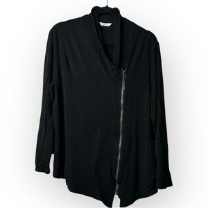 Reitmans Black Asymmetrical Zip Up Sweater 1X